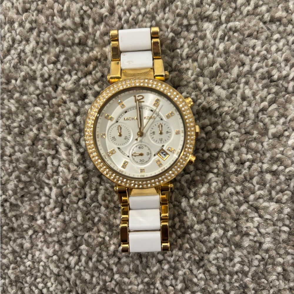 Michael Kors Women's Gold and White Watch
